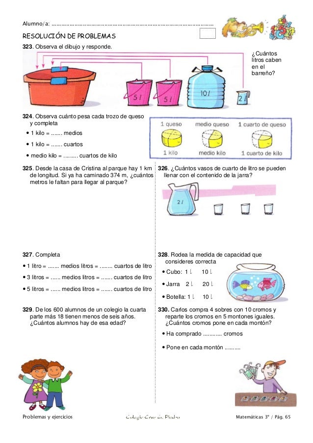 Matemáticas de 3º Primaria. Problemas y ejercicios