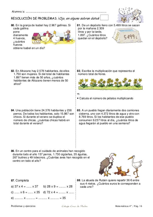 Alumno/a: ...................................................................................................
Problemas y ...