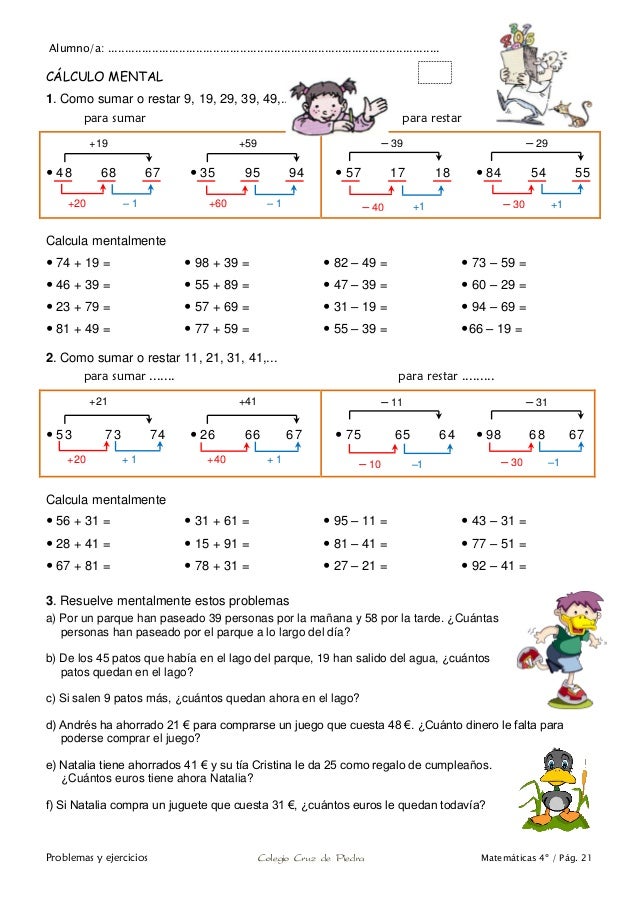 Matemáticas de 4º de Primaria. Problemas y ejercicios. Matemáticas de 4º de Primaria. Problemas y ejercicios.