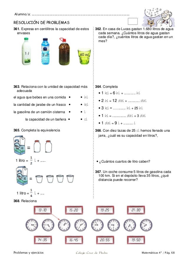 Matemáticas de 4º de Primaria. Problemas y ejercicios. Matemáticas de 4º de Primaria. Problemas y ejercicios.