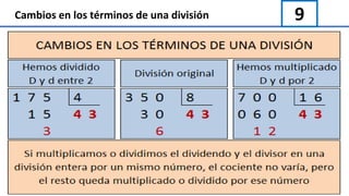 9Cambios en los términos de una división
 