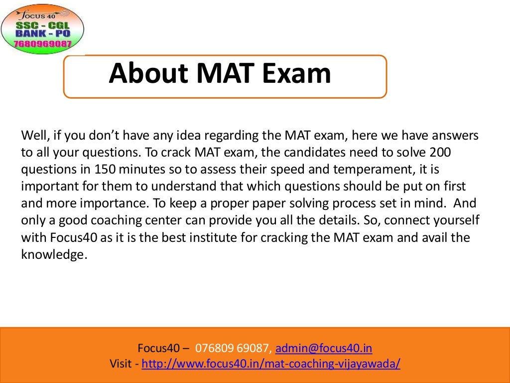MAT Exam Coaching In Vijayawada