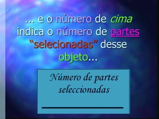 ... e o número de cima
indica o número de partes
   “selecionadas” desse
          objeto...
 