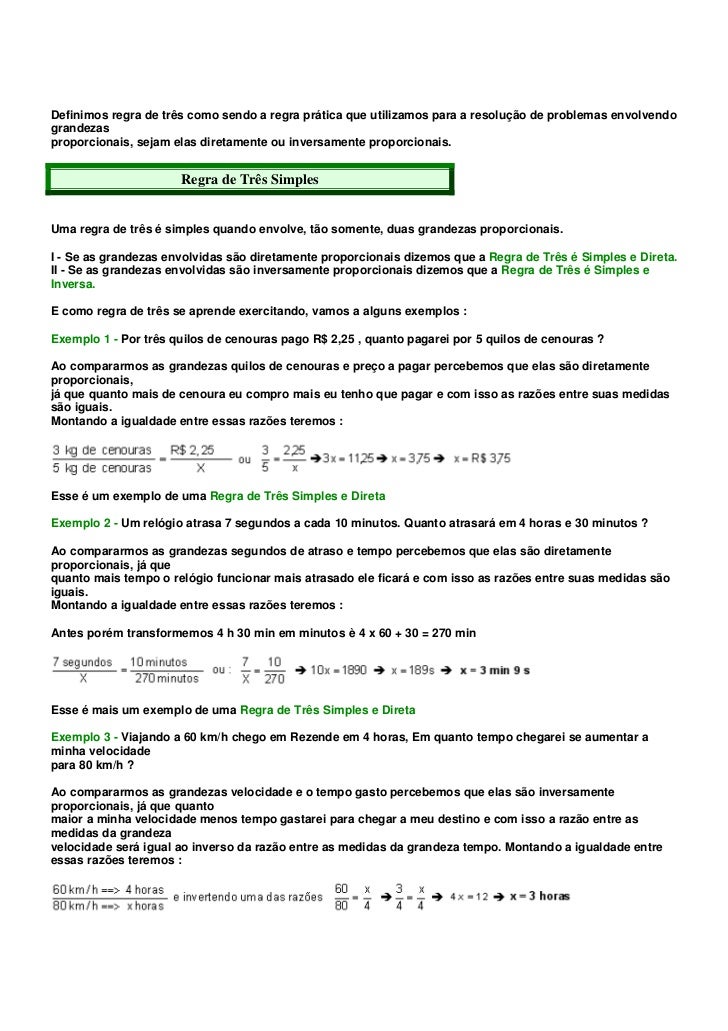 Mat grandezas proporcionais regra de tres simples