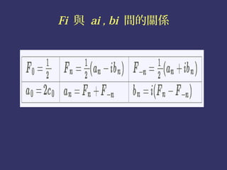 Fi 與 ai , bi 間的關係
 