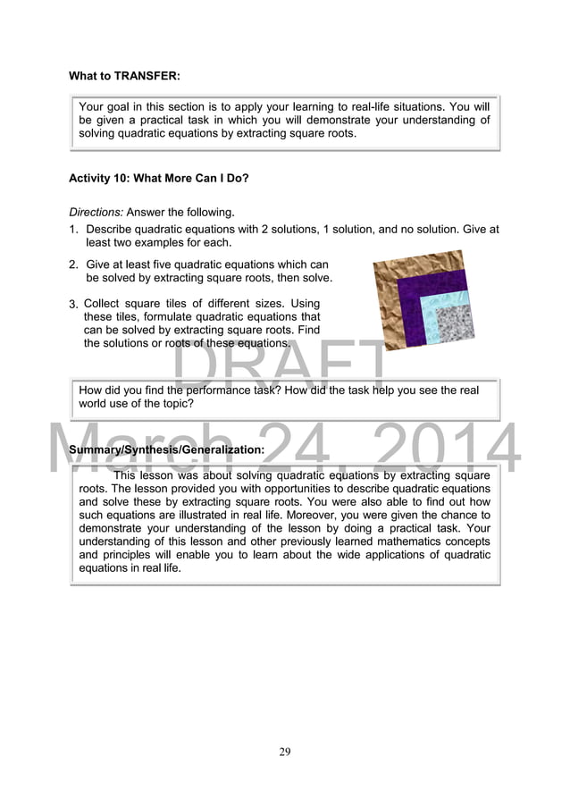 K TO 12 GRADE 9 LEARNER’S MATERIAL IN MATHEMATICS