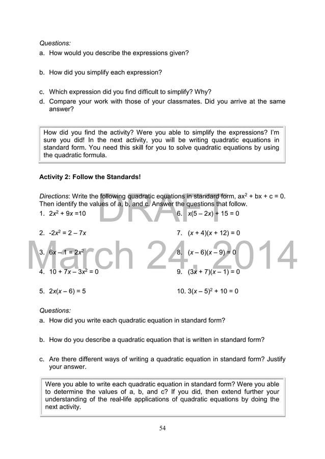 K TO 12 GRADE 9 LEARNER’S MATERIAL IN MATHEMATICS