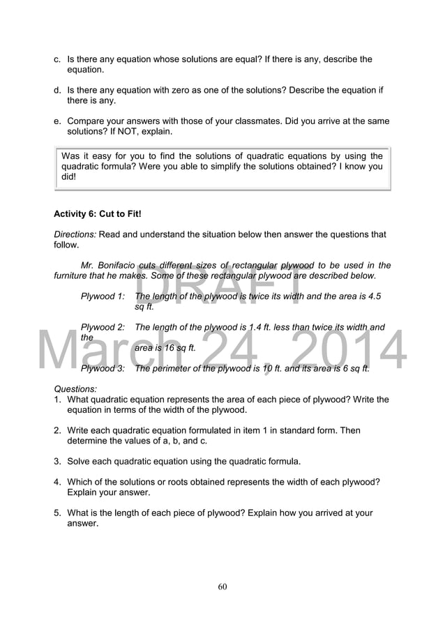 K TO 12 GRADE 9 LEARNER’S MATERIAL IN MATHEMATICS