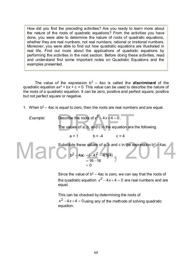 K TO 12 GRADE 9 LEARNER’S MATERIAL IN MATHEMATICS