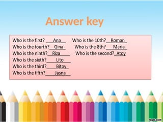 Answer key
 