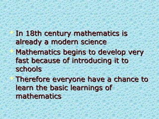 18 Math Meaning Fundamental Principles of Mathematics in 18th century | PPT