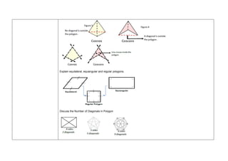Explain equilateral, equiangular and regular polygons.
Discuss the Number of Diagonals in Polygon
 