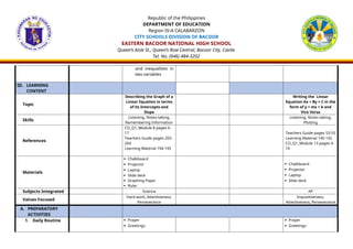 Mathematics 8 Lesson Plan Quarter 1 week 2 | DOCX