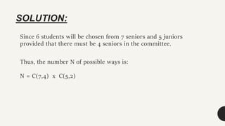 MATH 10 Solving Problems involving combination | PPTX