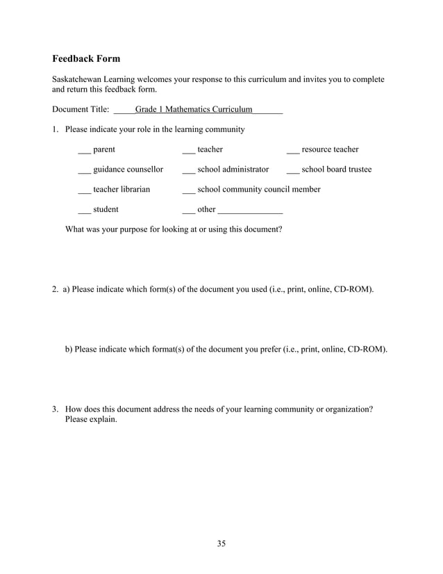 Math Curriculum Grade 1