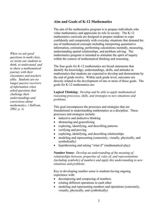 Math Curriculum Grade 1