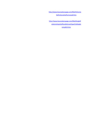 Math hotchalk lesson plan about volumes | DOCX