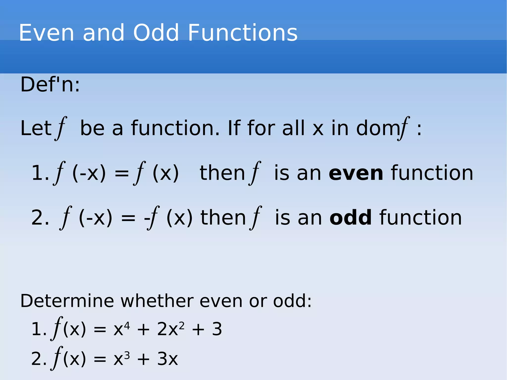 Math - Operations on Functions, Kinds of Functions | PPT