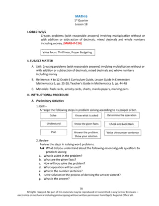 MATH 6 K-12 TEACHER'S GUIDE (Q1) | PDF