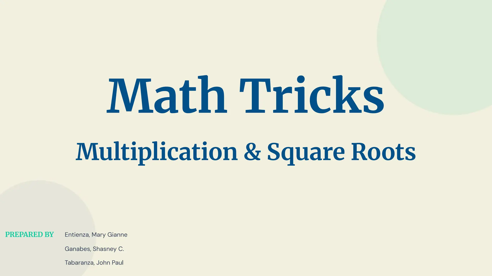 Math Tricks ( Multiplication & Square Roots) | PDF