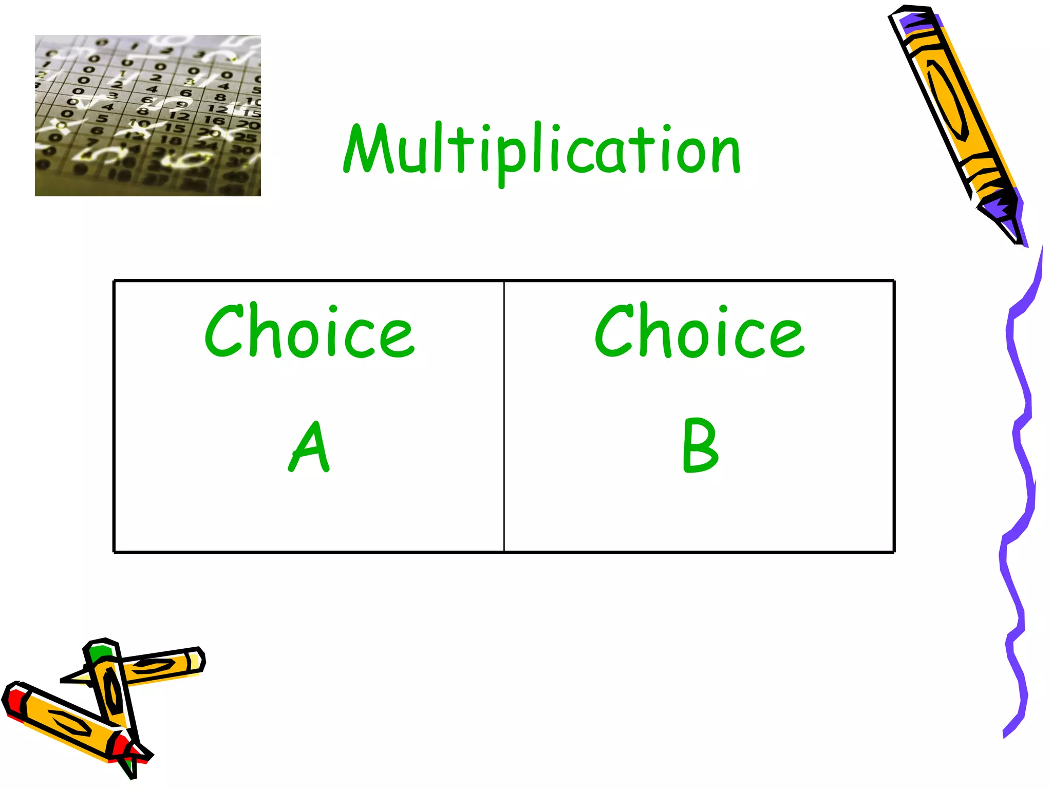Multiplication Choice B Choice A 