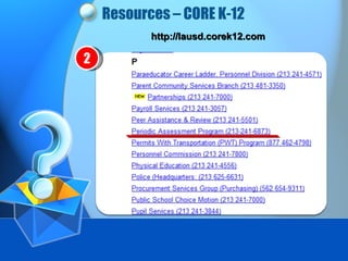 Resources – CORE K-12 http://lausd.corek12.com 2 