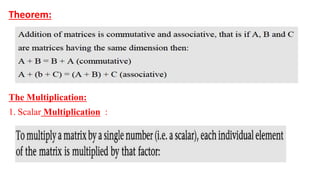 Theorem:
The Multiplication:
1. Scalar Multiplication :
 