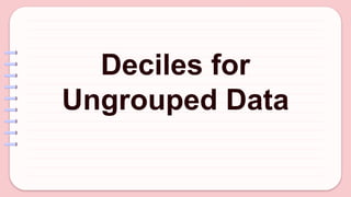 Deciles for
Ungrouped Data
 