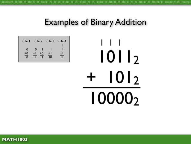 Math1003 1.12 - Binary Addition | PPT | Free Download