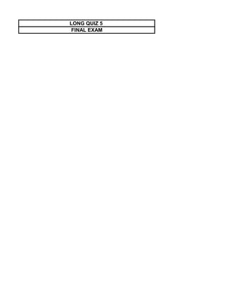 LONG QUIZ 5
FINAL EXAM
 