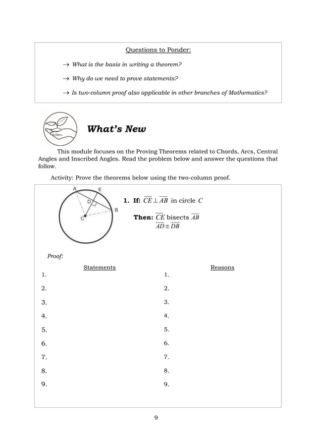 Math10 q2 mod3of8_theorems on chords, arcs, central angles and ...
