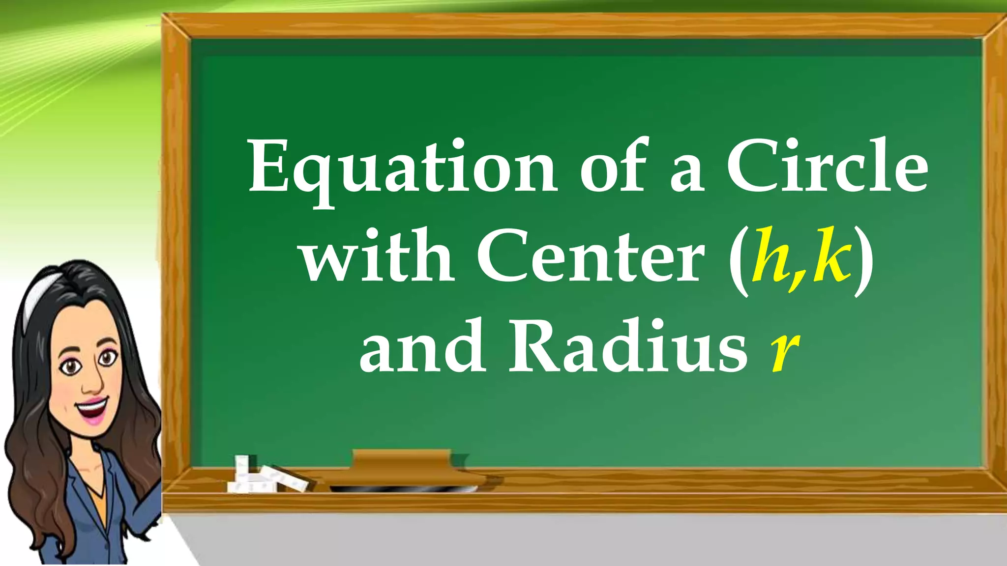 Equation of a Circle
with Center (h,k)
and Radius r
 