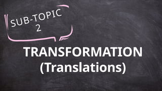 SUB-TOPIC
2
TRANSFORMATION
(Translations)
 