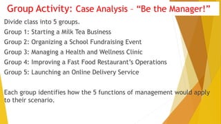 organization and management week one lesson | PPTX