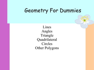 Geometry For Dummies  Lines Angles Triangle Quadrilateral Circles Other Polygons 