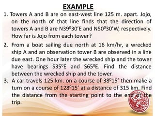 DIRECTION OF ANGLES There are two ways in which the direction of an angle can be determined. They are bearing and course.Bearing is an acute angle measured from due north or due south. The North-South line is the basis of the acute angle measurement.Course is the angle measured clockwise from north to the line of travel.