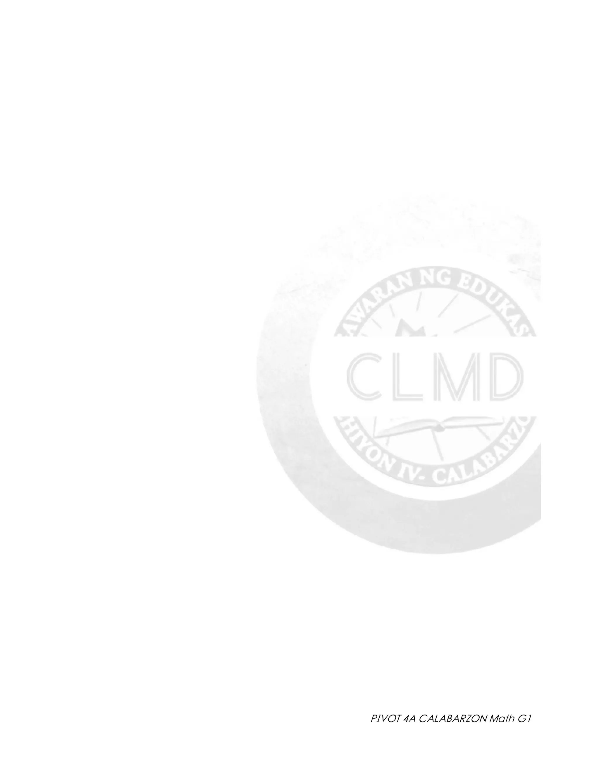 PIVOT 4A CALABARZON Math G1
 