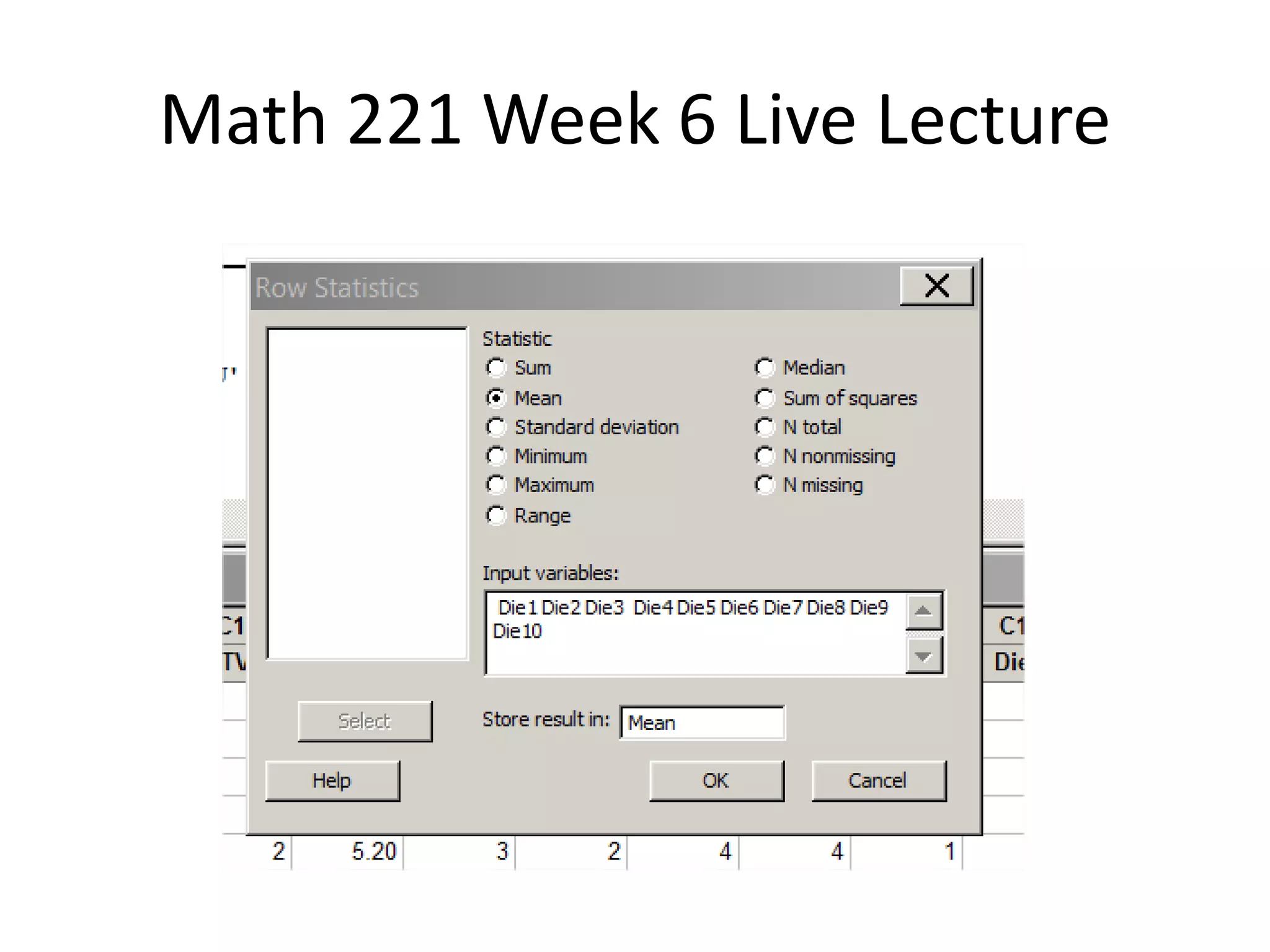 Math 221 Week 6 Live Lecture
 