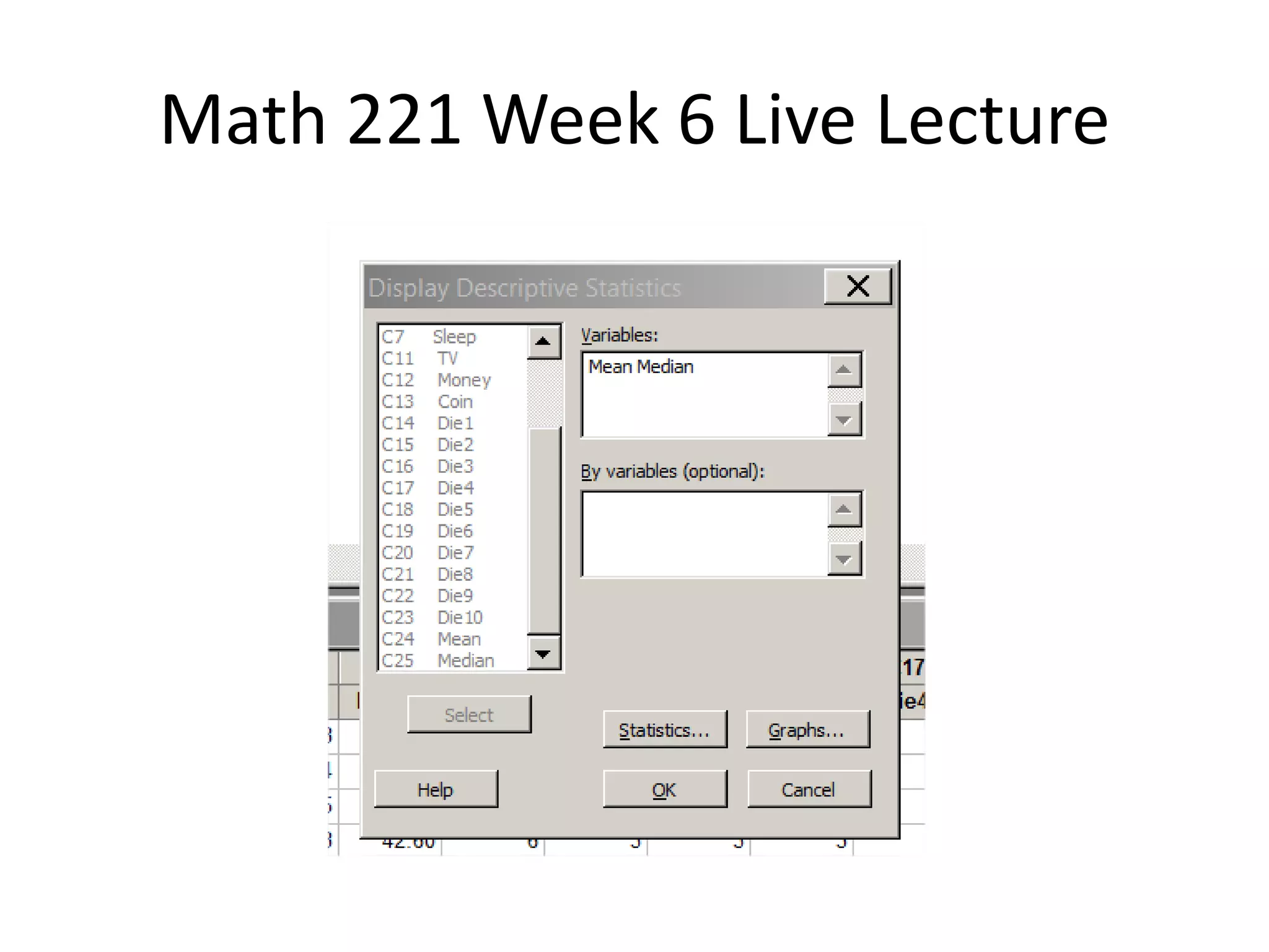 Math 221 Week 6 Live Lecture
 