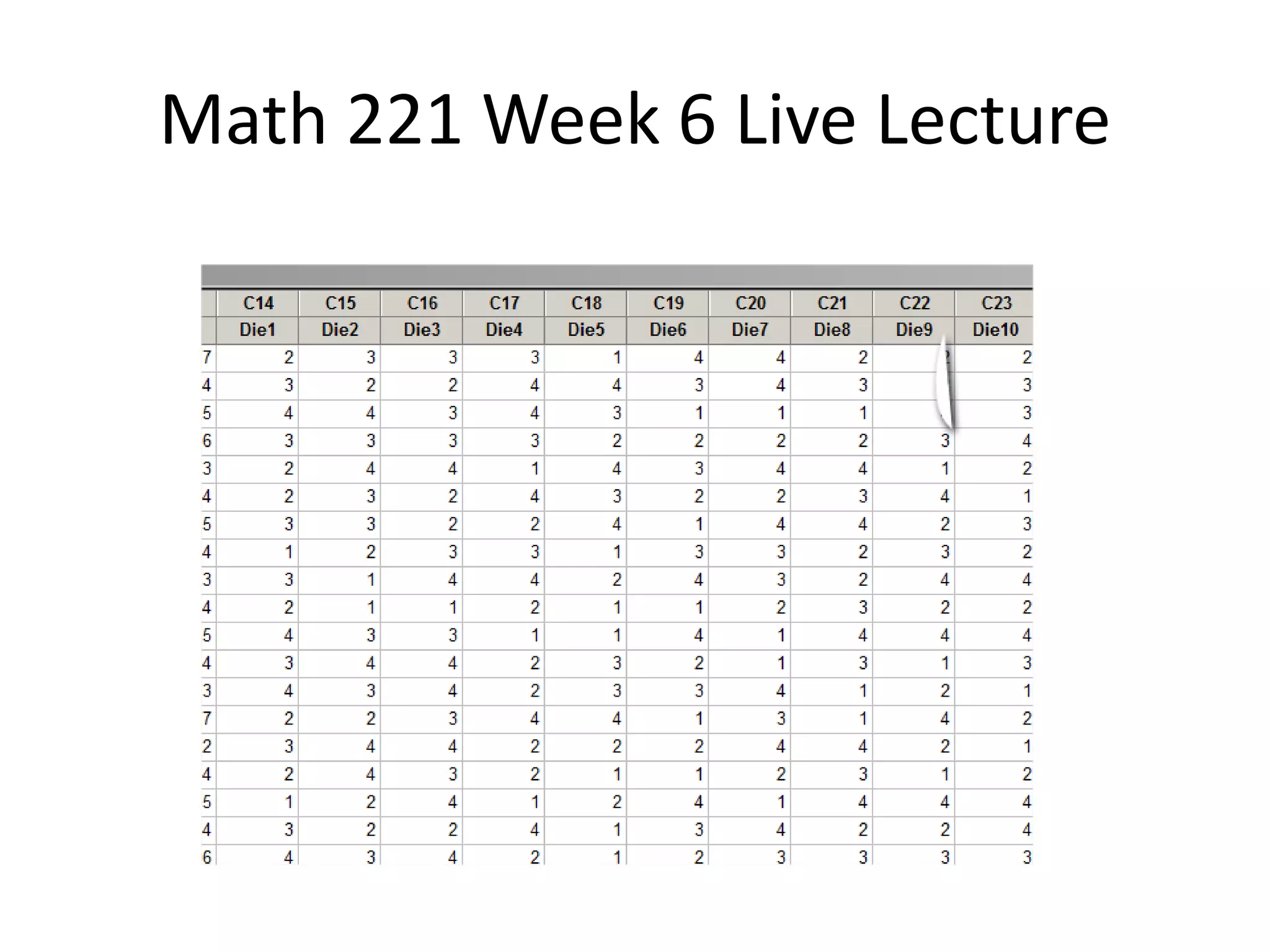 Math 221 Week 6 Live Lecture
 