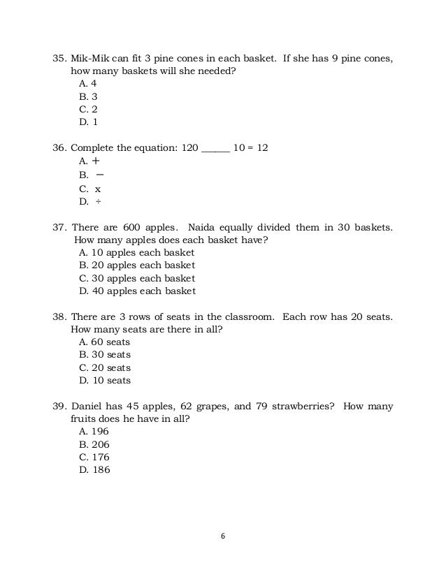 Grade 6 Mathematics Exam Papers