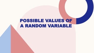 POSSIBLE VALUES OF
A RANDOM VARIABLE
 