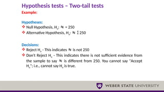 Test of Hypothesis using one tail test in Data Analysis | PPTX