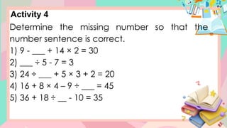 Comprehensive Math 4 Lesson on Order of Operations Using MDAS Rules | PPTX