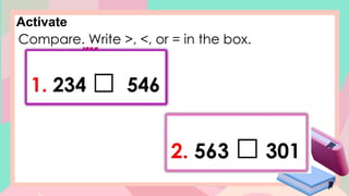 Activate
Compare. Write >, <, or = in the box.
 