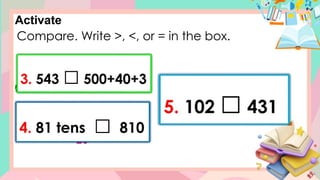 Activate
Compare. Write >, <, or = in the box.
 