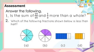 Assessment
Answer the following.
1.
2.
 