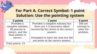 For Part A. Correct Symbol: 1 point
Solution: Use the pointing system
below:
 