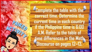 Mathematics 5 - Time Measurement: Time Zone | PPTX