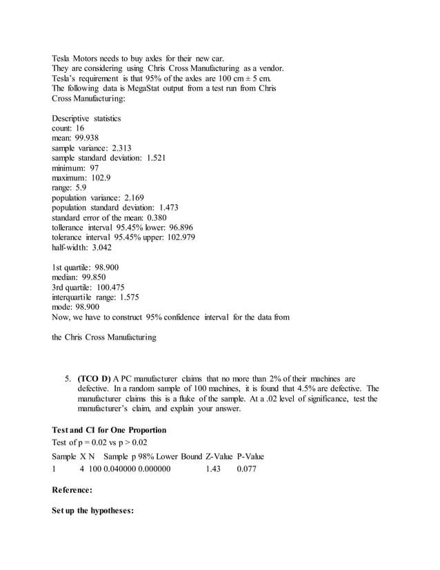 Math 533 applied managerial statistics final exam answers docx